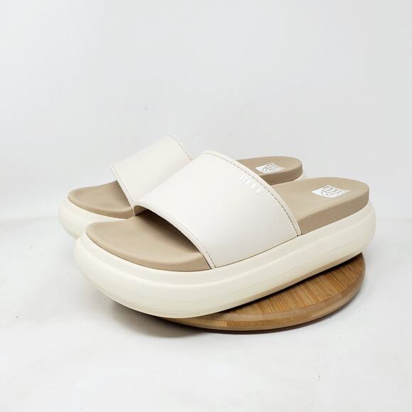 REEF Sandals Womens 10 Cushion Bondi Bay Comfort Slide Platform Off White Shoes - Picture 5 of 13